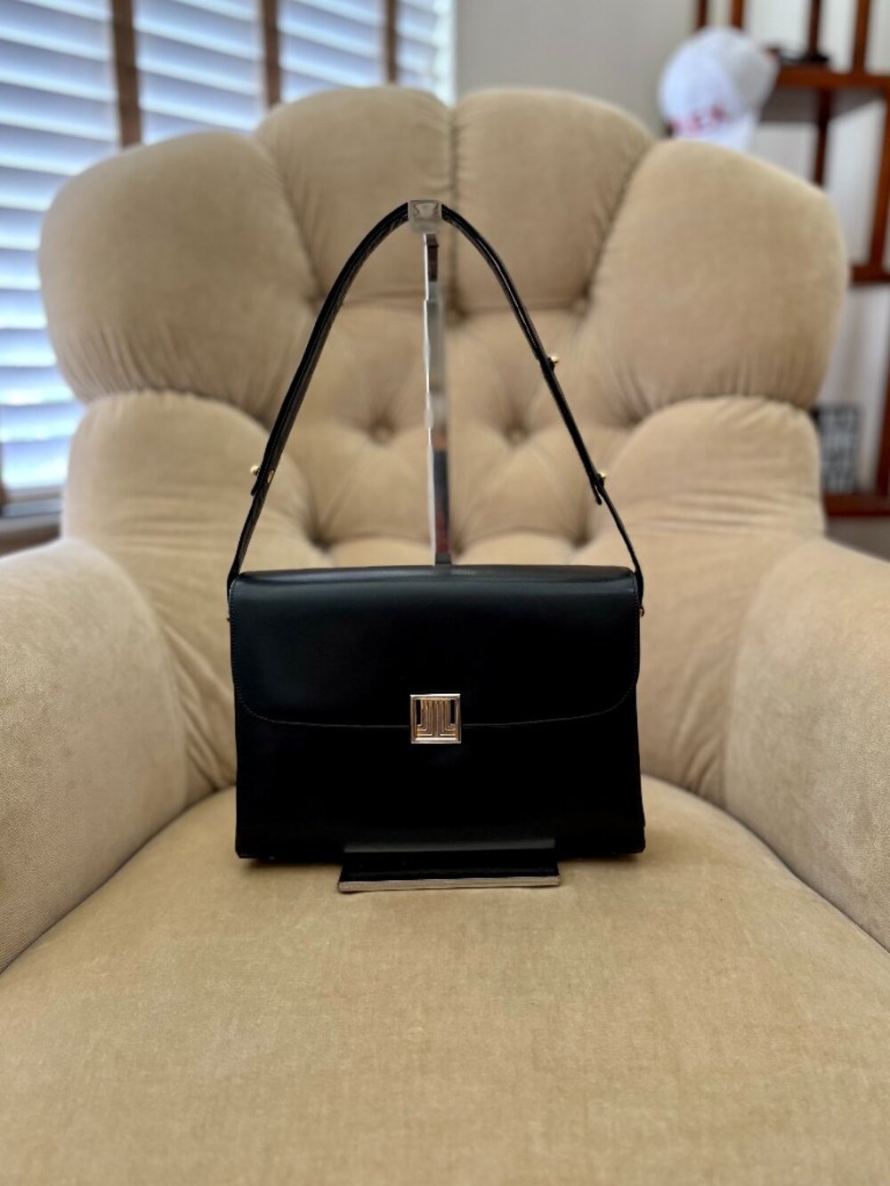VTG Auth LANVIN PARIS Genuine Calf Leather Circa 1970's Convertible Kelly Bag